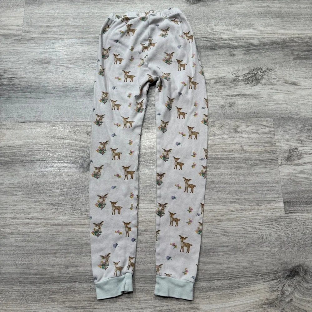 Burts‎ Bees Kids Pajamas Set Size 7 Deer Floral Organic Cotton Sleepwear 2 Piece